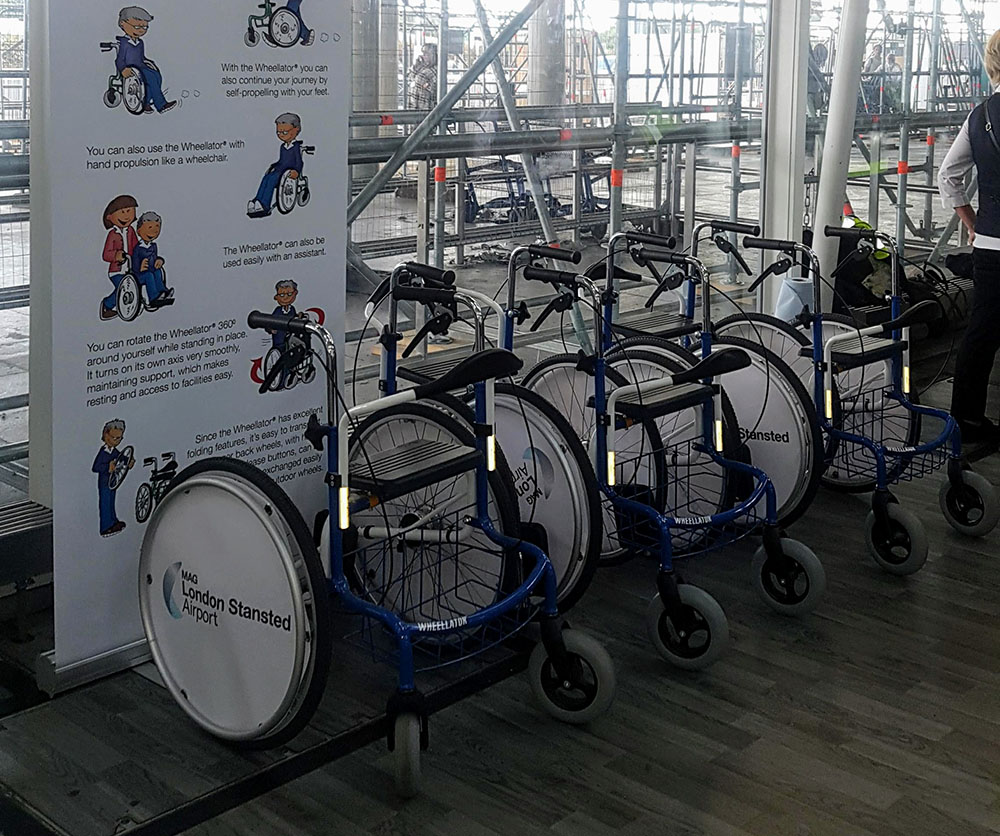Wheellator at London Standed Airport - The Wheellator combines the benefits of a wheeled walking frame and a light-weight wheelchair.