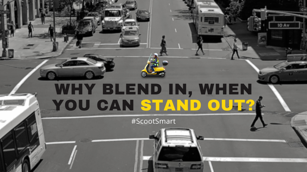 Social media graphic that promotes importance of mopeds being visible on the road