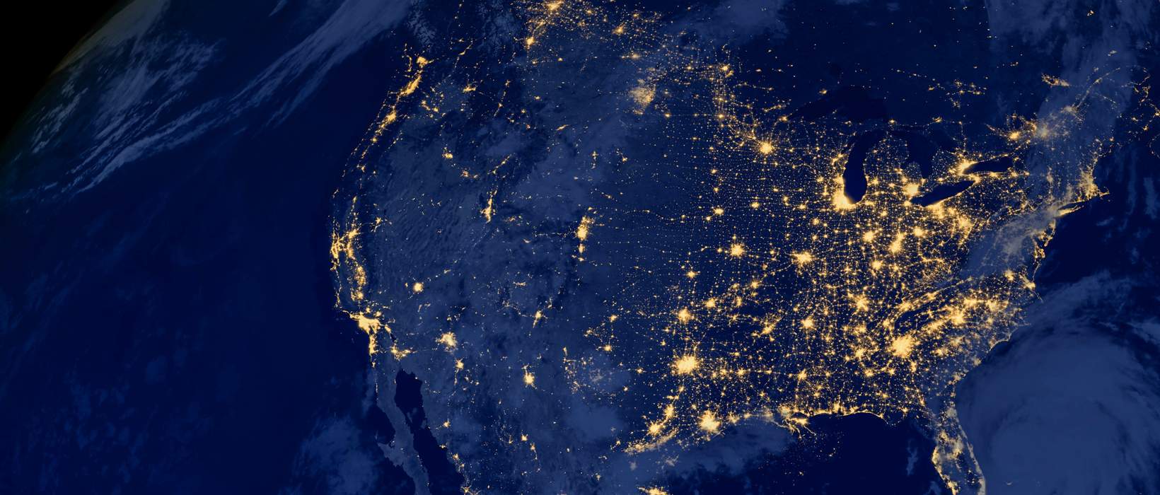 View of the United States from space at night