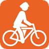 Icon of person on bicycle with helmet